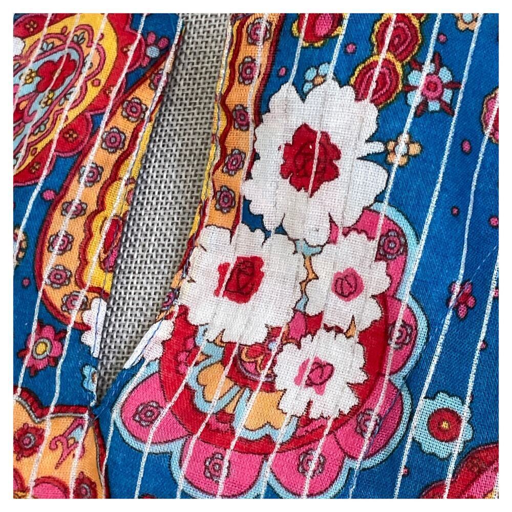 Flowers Brand Swimsuit Coverup Multi-colored Stripes 100% Cotton Women's SZ M/L - Picture 5 of 6